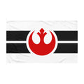 Rebel Alliance Double-Sided Flag – Red Emblem on Black & White Stripe Banner