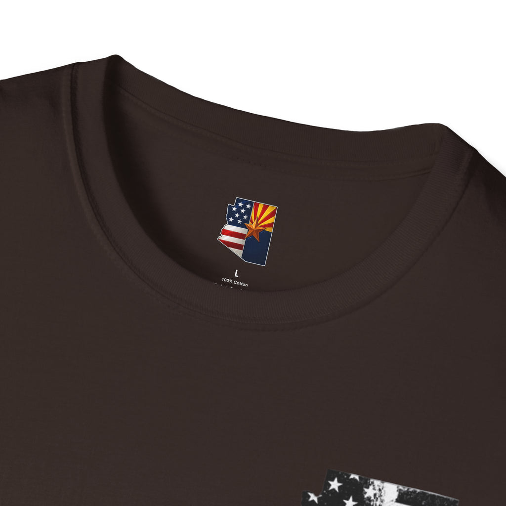 Arizona Flag Pocket Unisex Softstyle T-Shirt, Casual Wear, Summer Style, Gift for Travelers, Fourth of July Tee, Outdoor Adventure Shirt