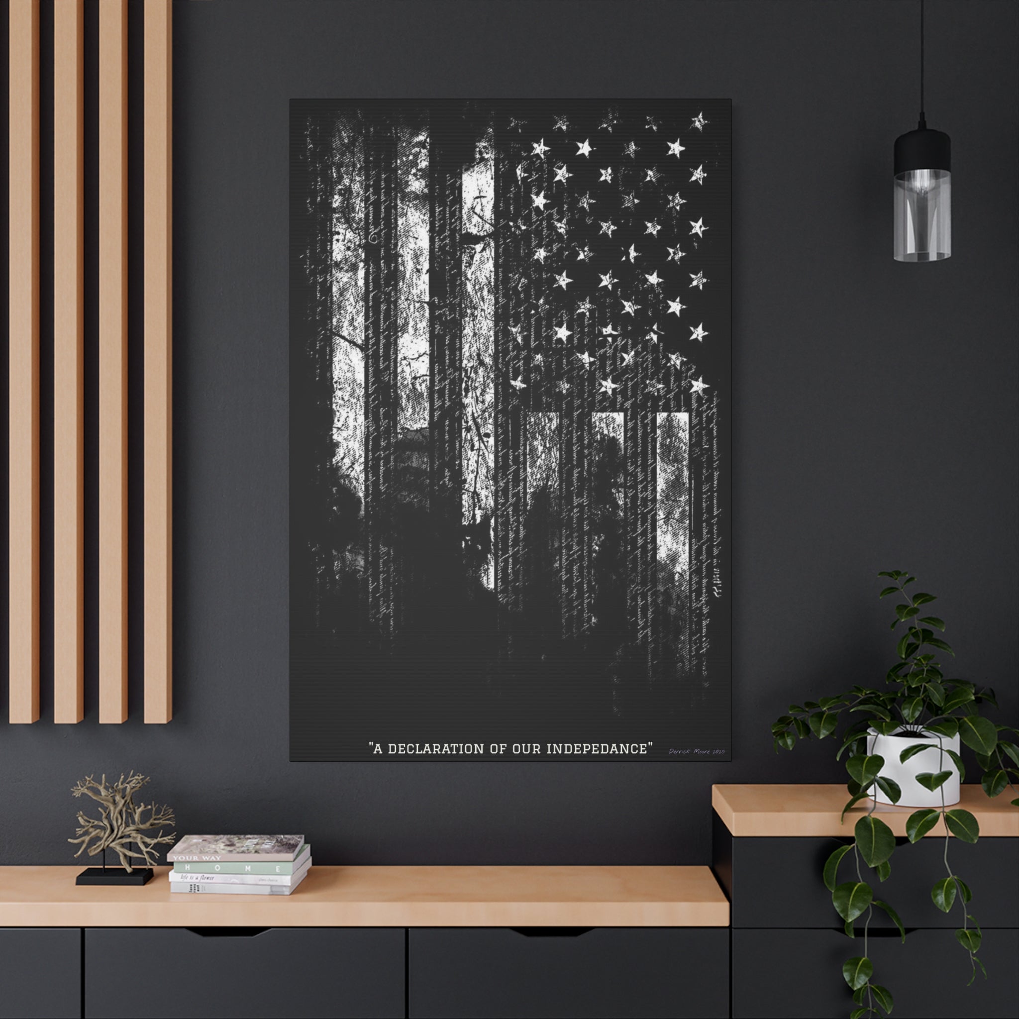 "A Declaration of Our Independence" Matte Canvas Print - Distressed American Flag