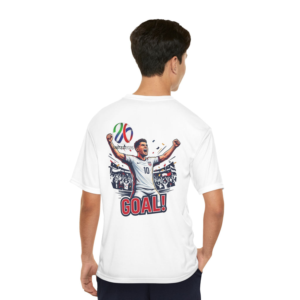 Soccer Goal! Performance Tee — World Cup Trophy Graphic
