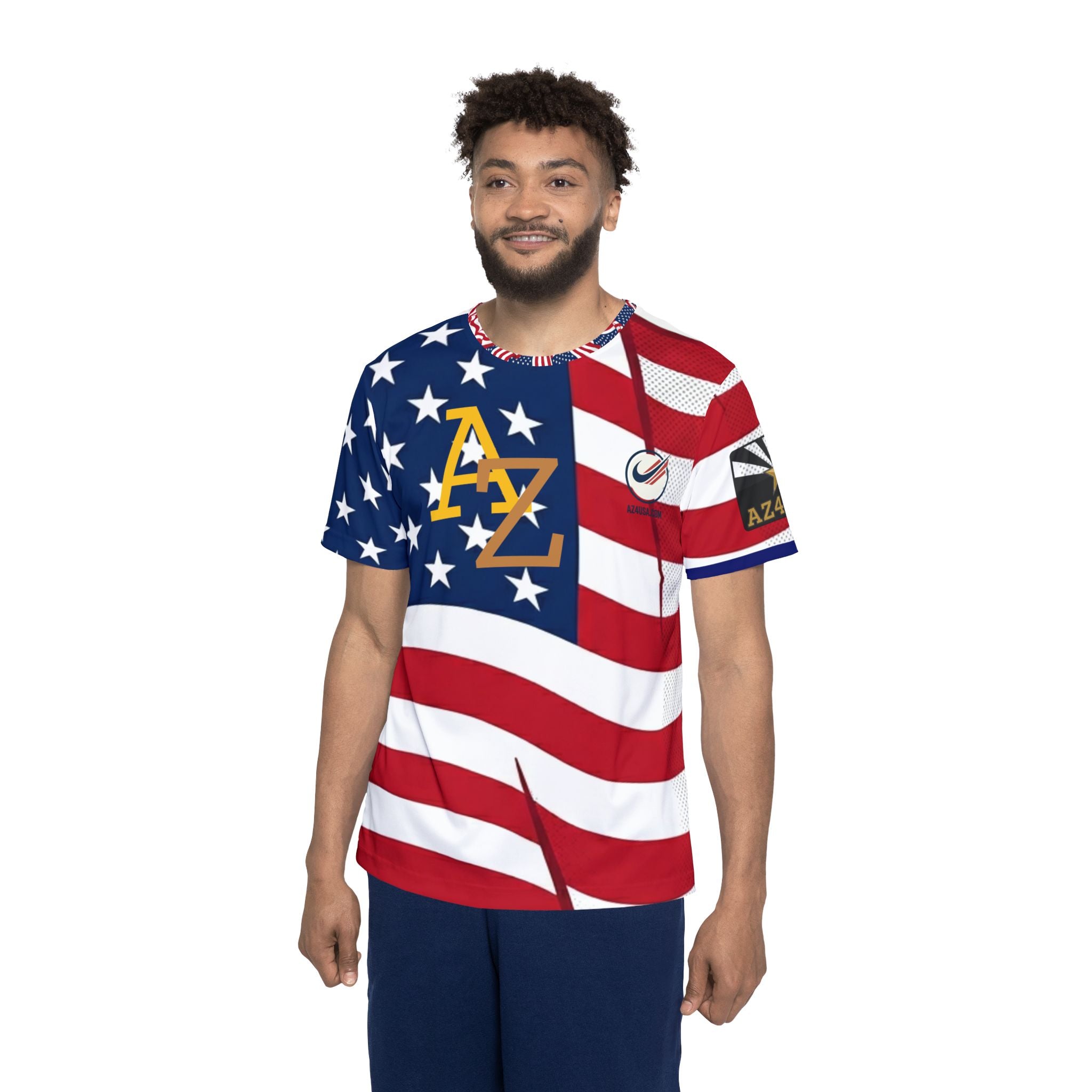 USA Flag Soccer Jersey – Red White Blue Athletic Tee (Number 22)