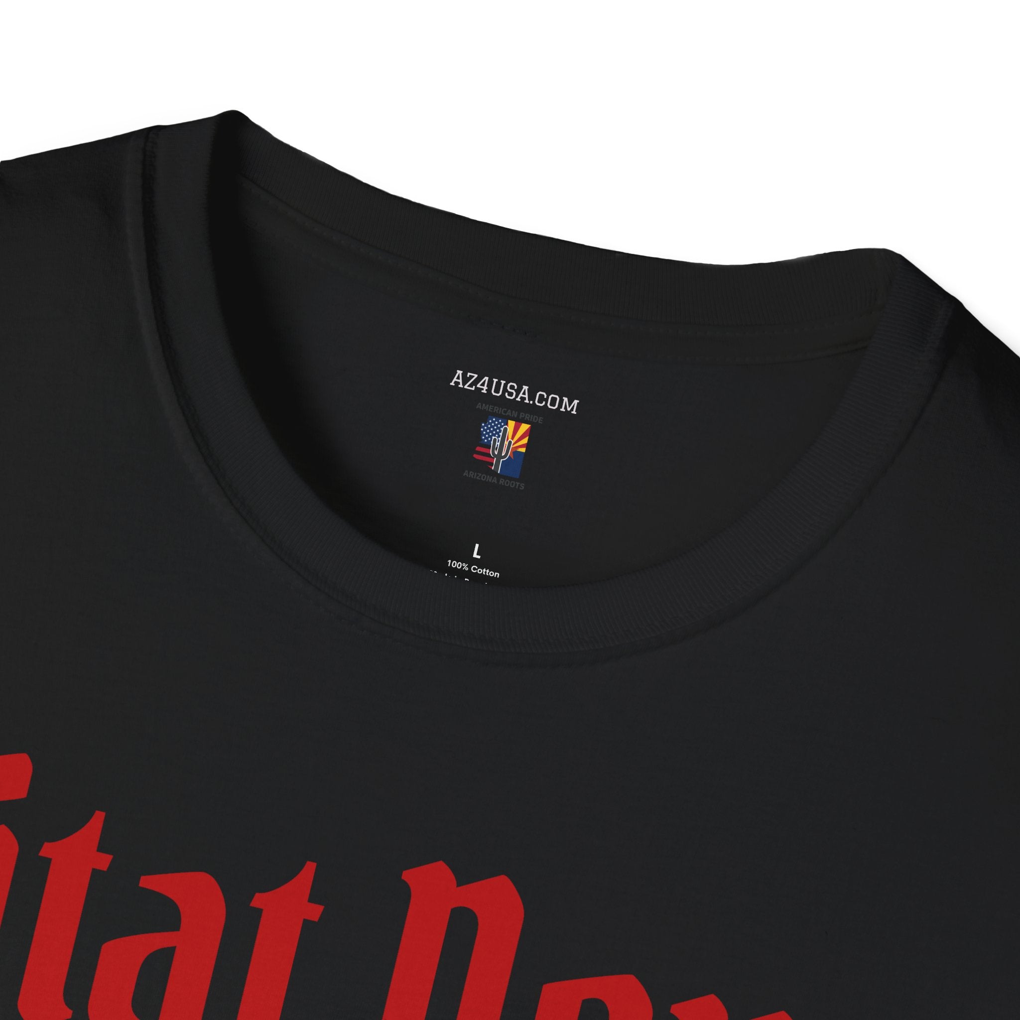 Ditat Deus 'God Enriches' Graphic T‑Shirt — Arizona Cross & Flag Design