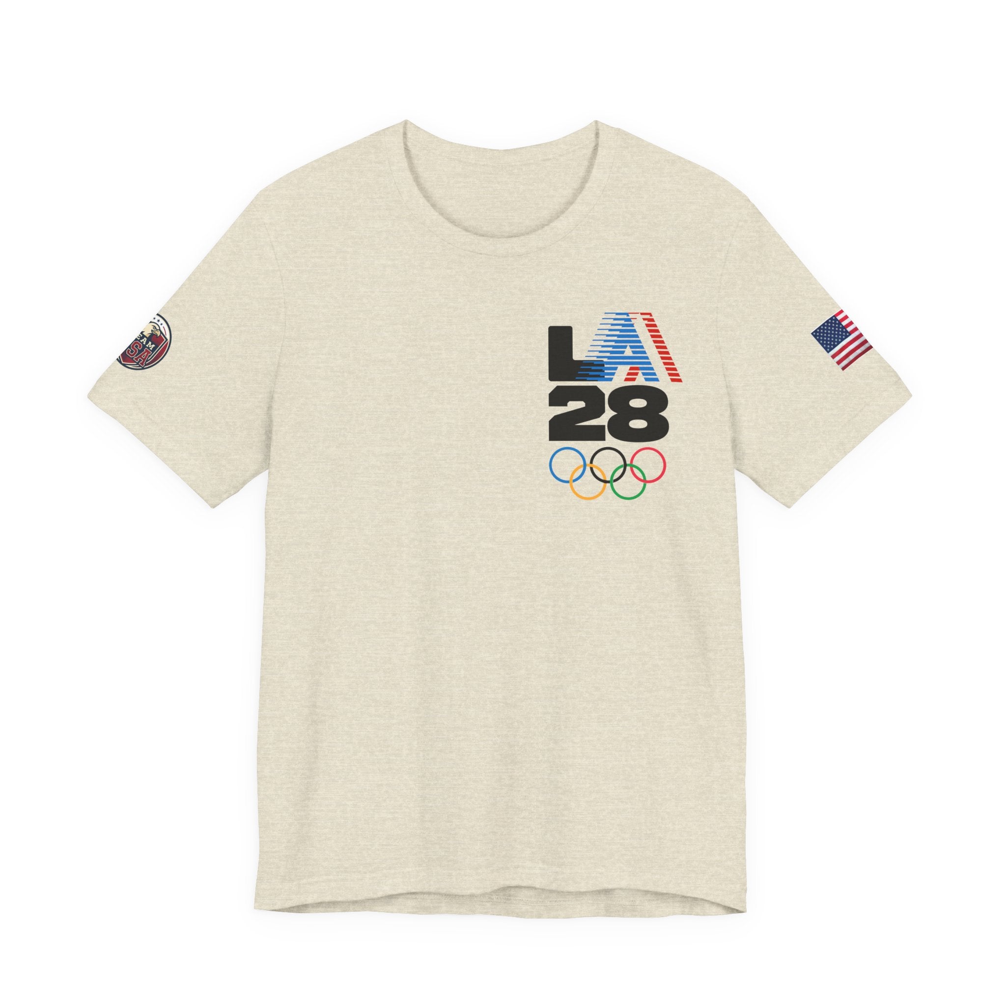 LA 28 Olympic USA T-Shirt — Vintage Olympic Rings Tee