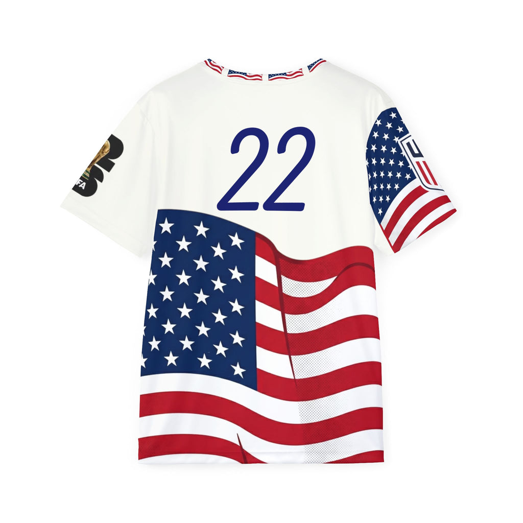 USA Flag Soccer Jersey – Red White Blue Athletic Tee (Number 22)