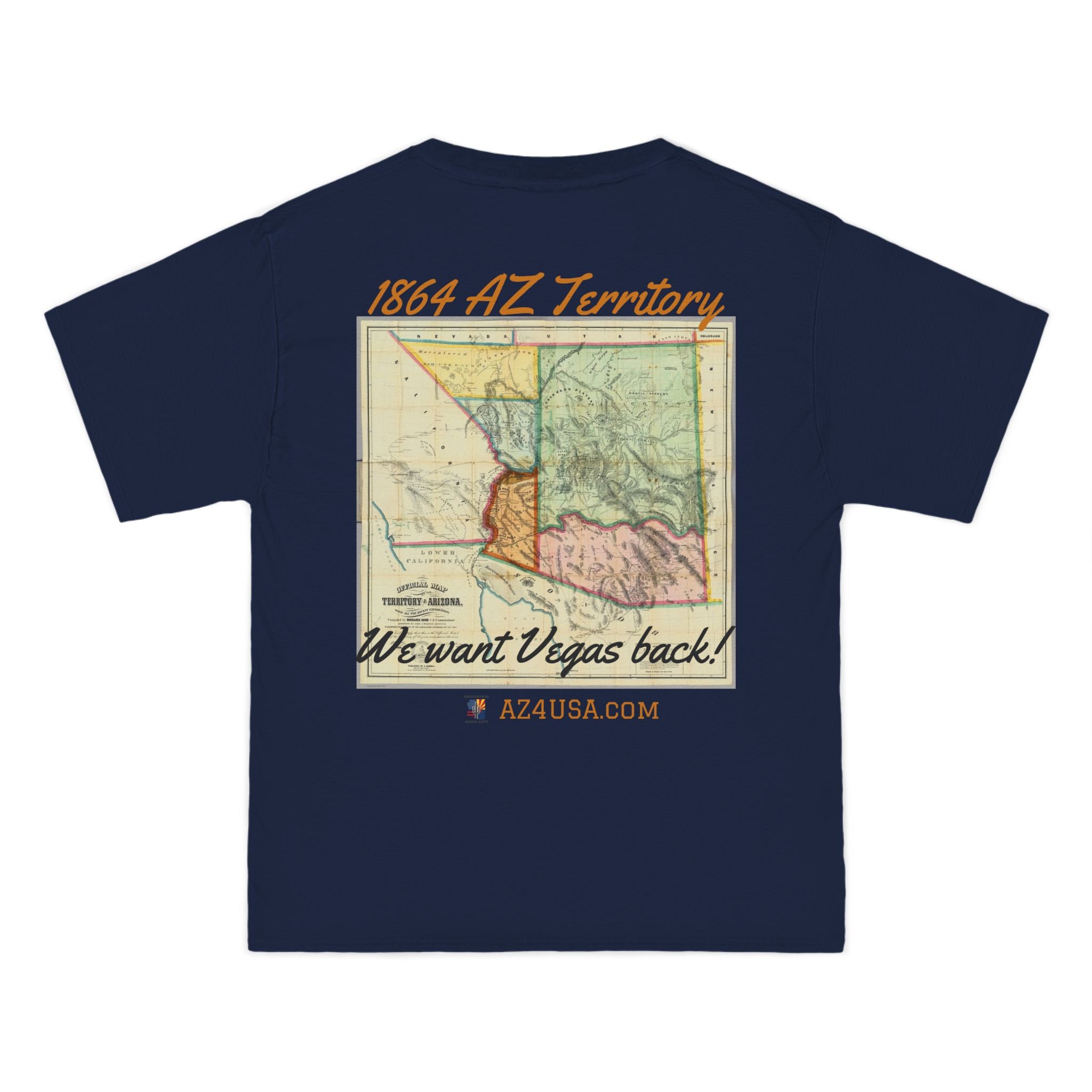 Arizona Territory 1864 T-Shirt — Vintage Map 'We Want Vegas Back' Tee