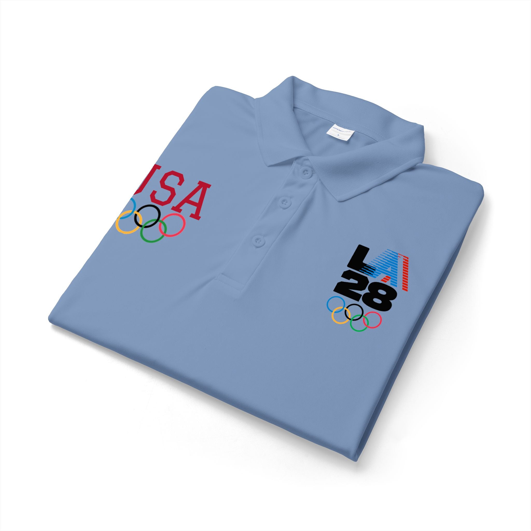 USA LA28 Olympics Polo Shirt – Team USA Olympic Rings Embroidered
