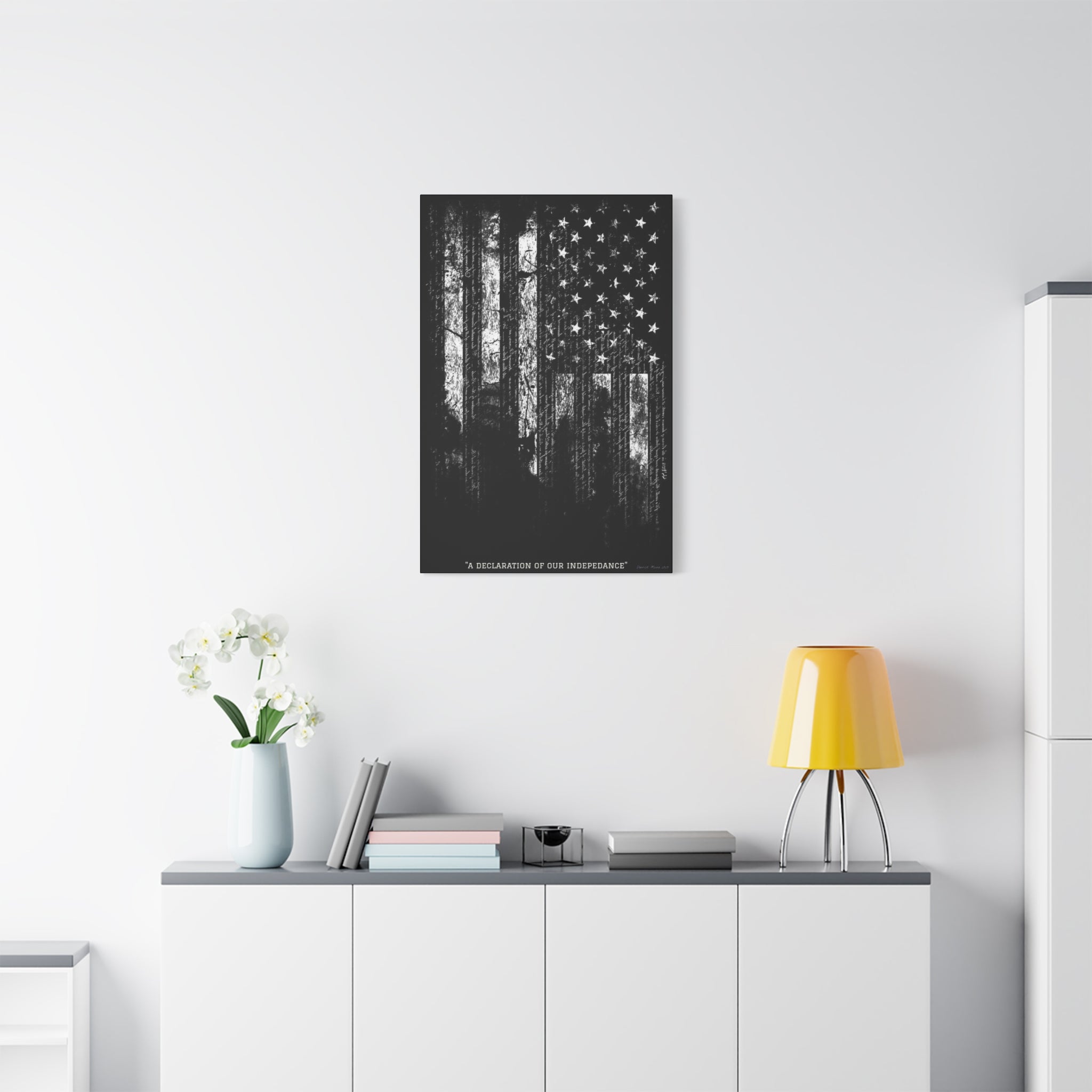 "A Declaration of Our Independence" Matte Canvas Print - Distressed American Flag