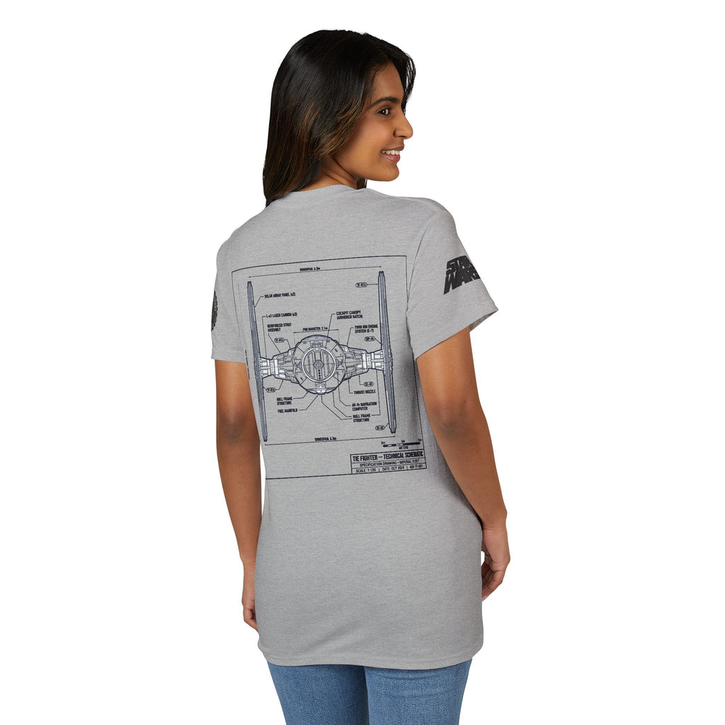 Tie Fighter Blueprint T-Shirt — 'Crew' Starship Schematic Tee