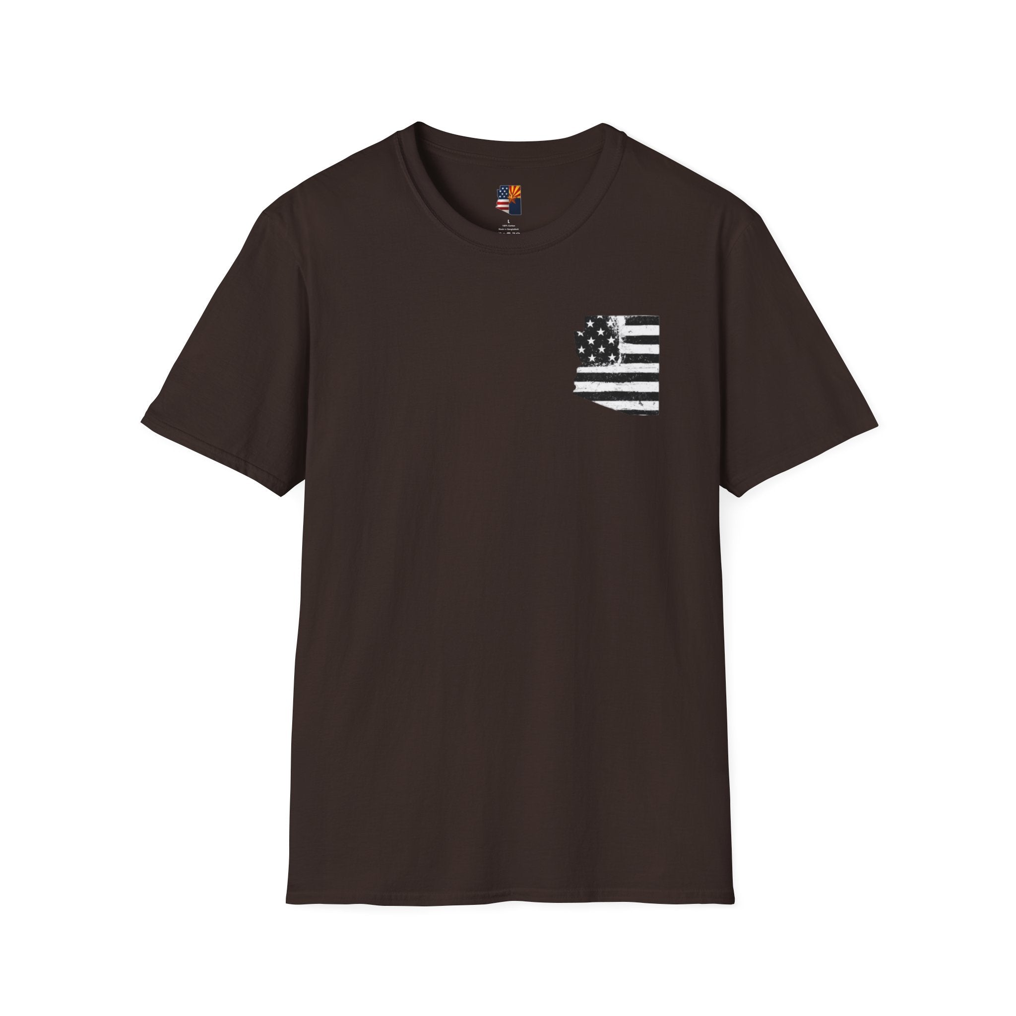 Arizona Flag Pocket Unisex Softstyle T-Shirt, Casual Wear, Summer Style, Gift for Travelers, Fourth of July Tee, Outdoor Adventure Shirt