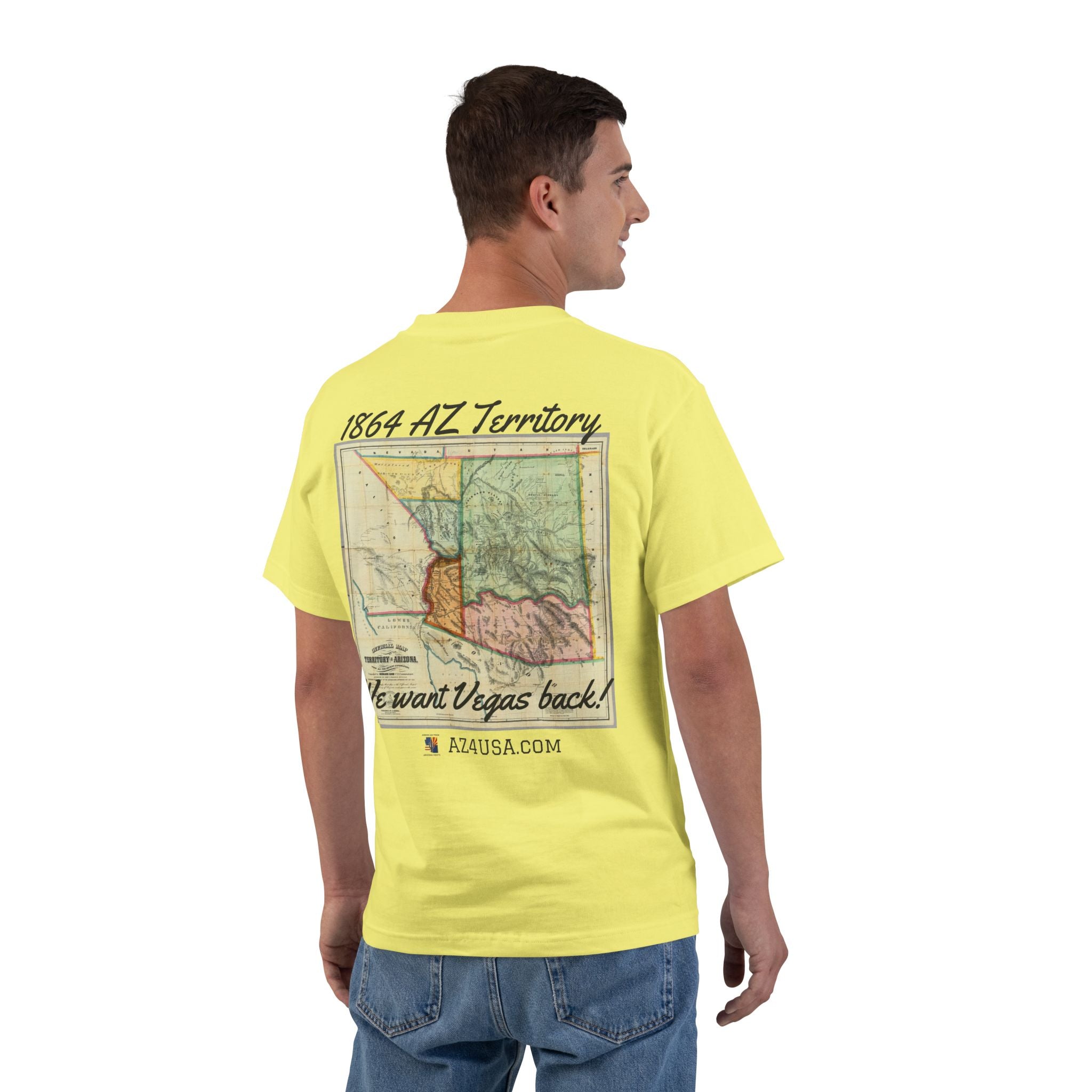 Arizona Territory 1864 T-Shirt — Vintage Map 'We Want Vegas Back' Tee