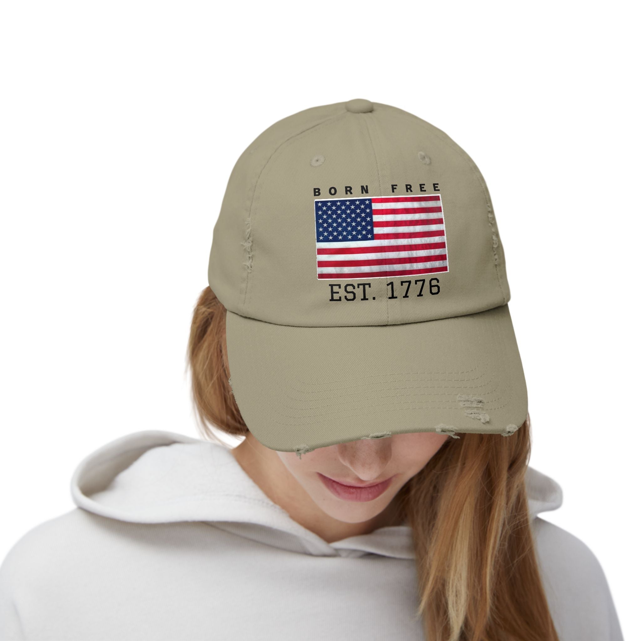 Born Free EST. 1776 Distressed Flag Cap