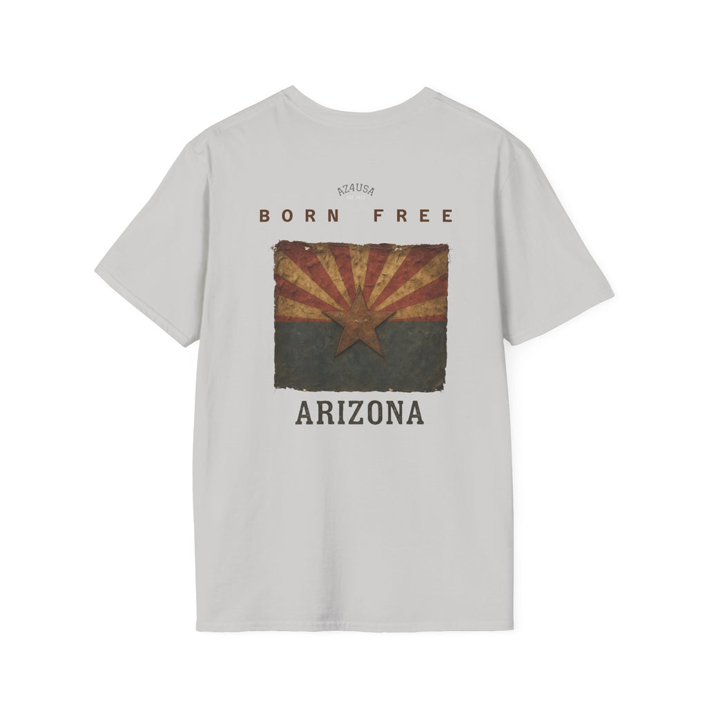 Arizona Flag Pocket Unisex Softstyle T-Shirt, Casual Wear, Summer Style, Gift for Travelers, Fourth of July Tee, Outdoor Adventure Shirt