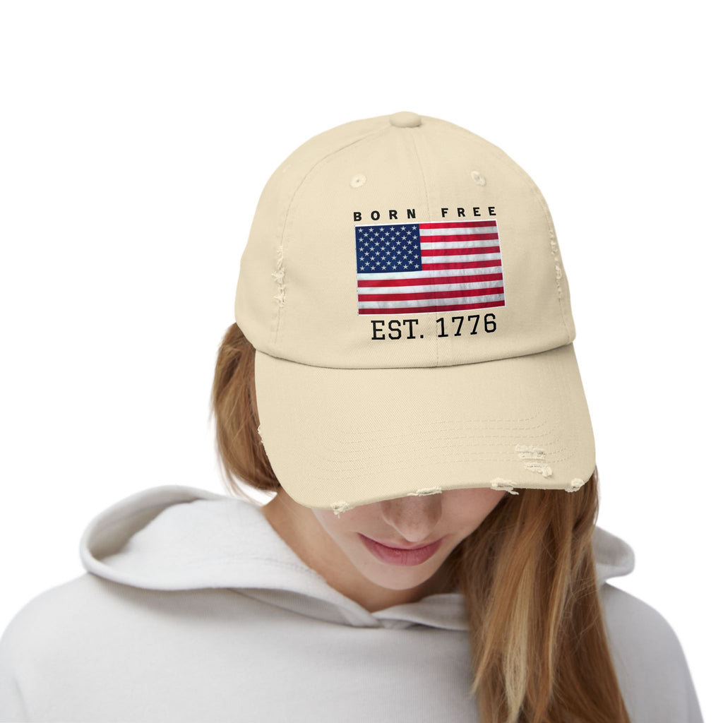 Born Free EST. 1776 Distressed Flag Cap