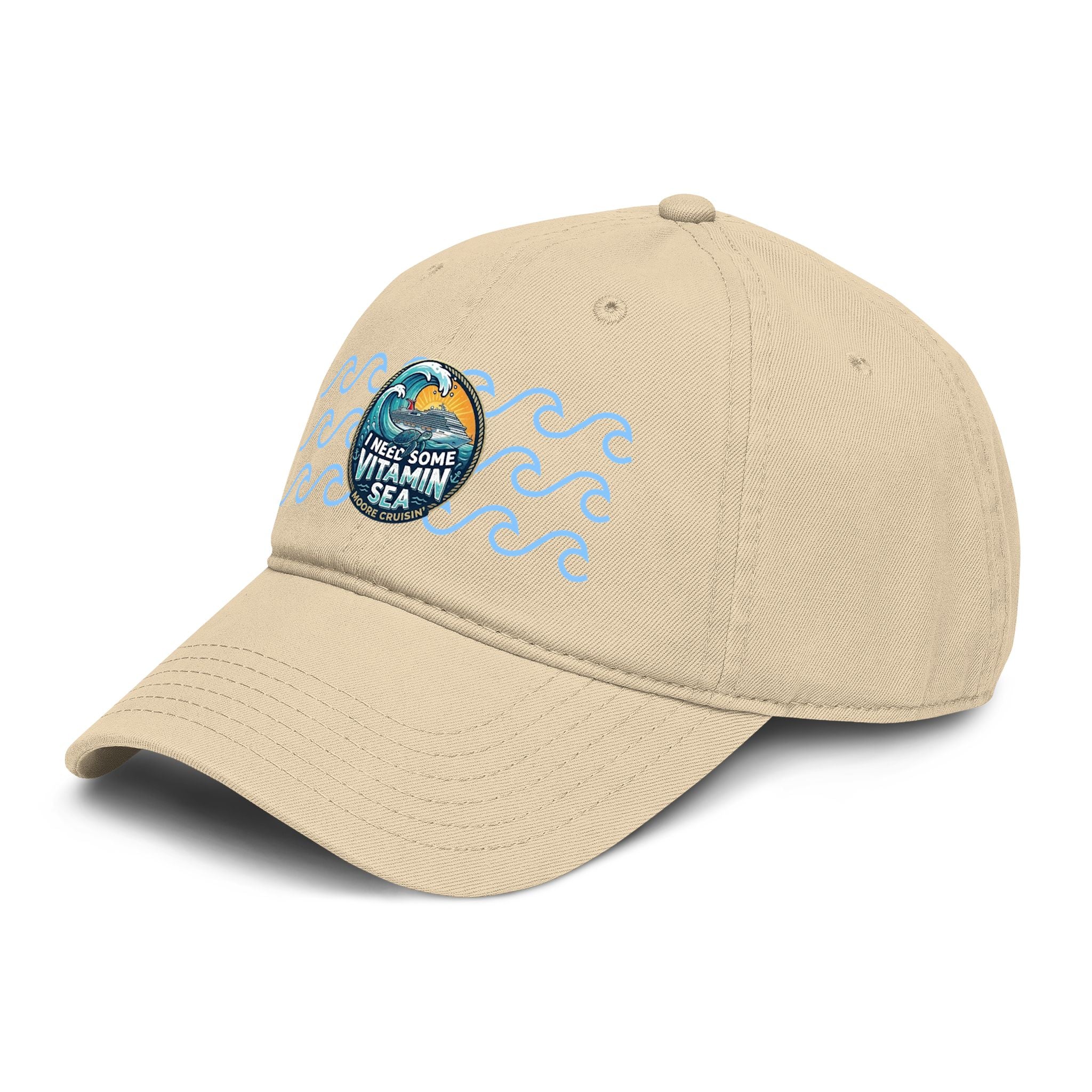 Washed Baseball Cap — 'I Need Some Vitamin Sea' Embroidered Ocean Patch
