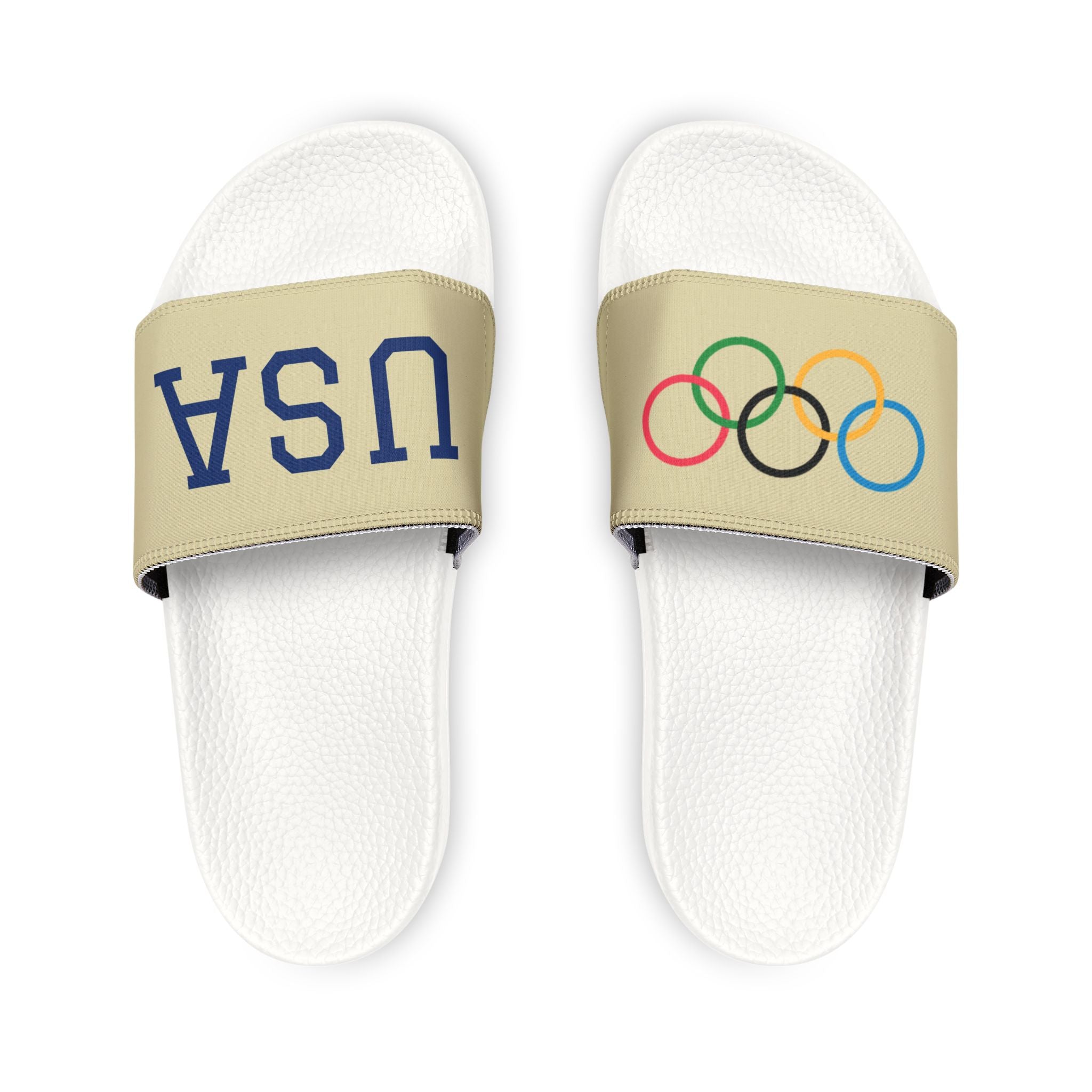 USA Olympic Rings Slide Sandals — Men's Removable-Strap Athletic Pool Slides