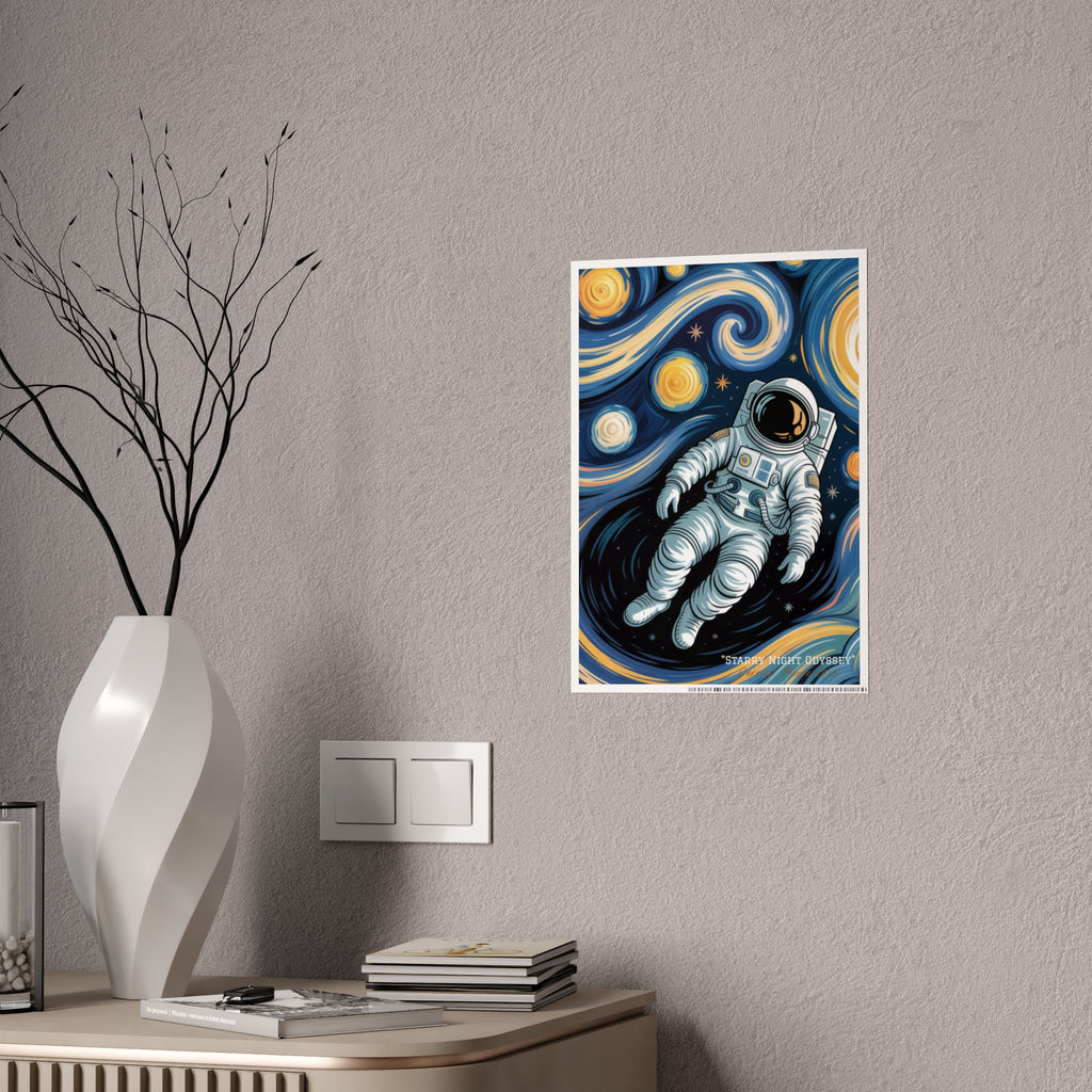 " Starry Night Odyssey" 2025— Glossy Wall Art Print (Astronaut Space Poster)