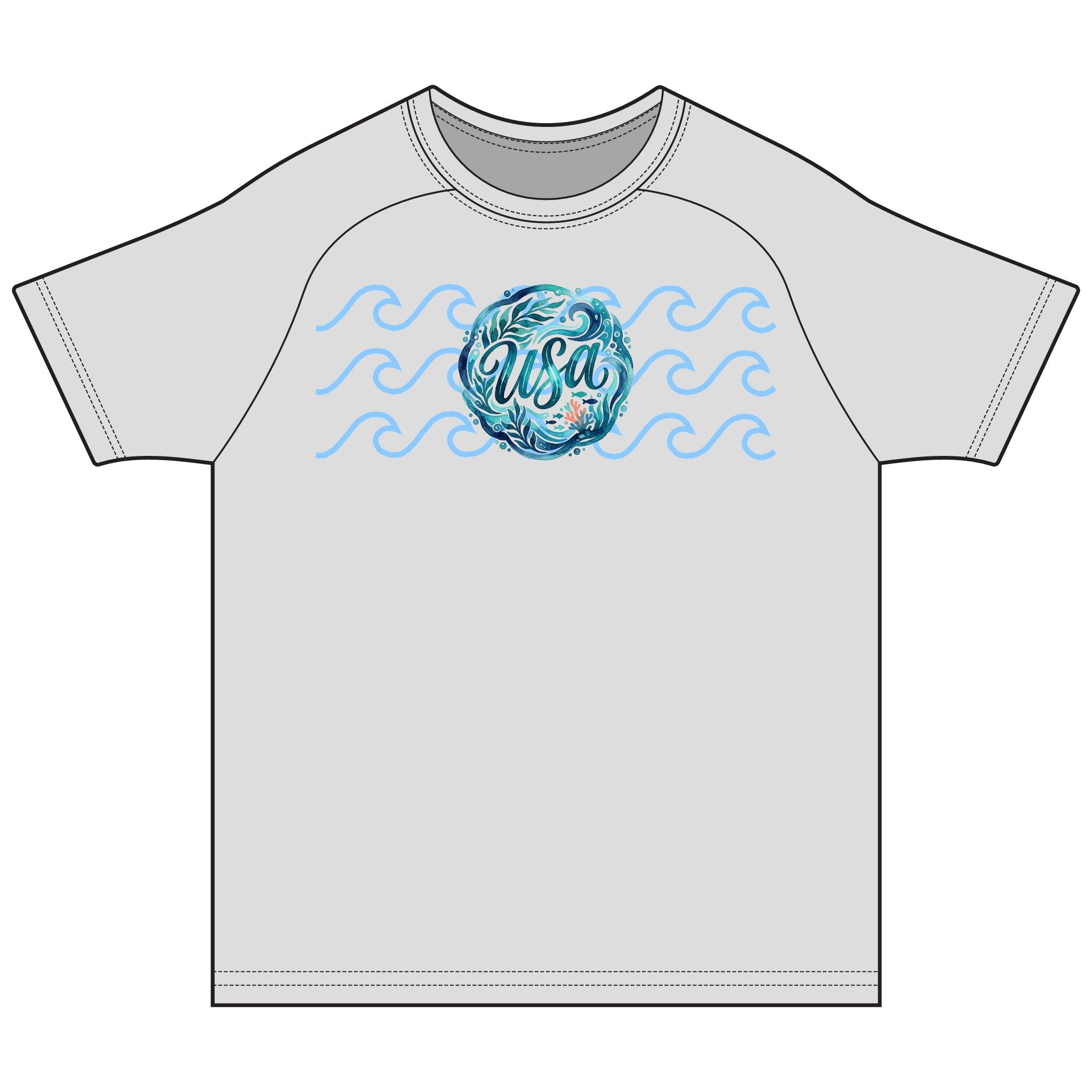 Patriotic USA Rashguard Tee — America 250 Wave Graphic