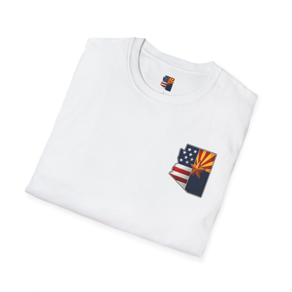 Arizona Flag Pocket Unisex Softstyle T-Shirt, Casual Wear, Summer Style, Gift for Travelers, Fourth of July Tee, Outdoor Adventure Shirt