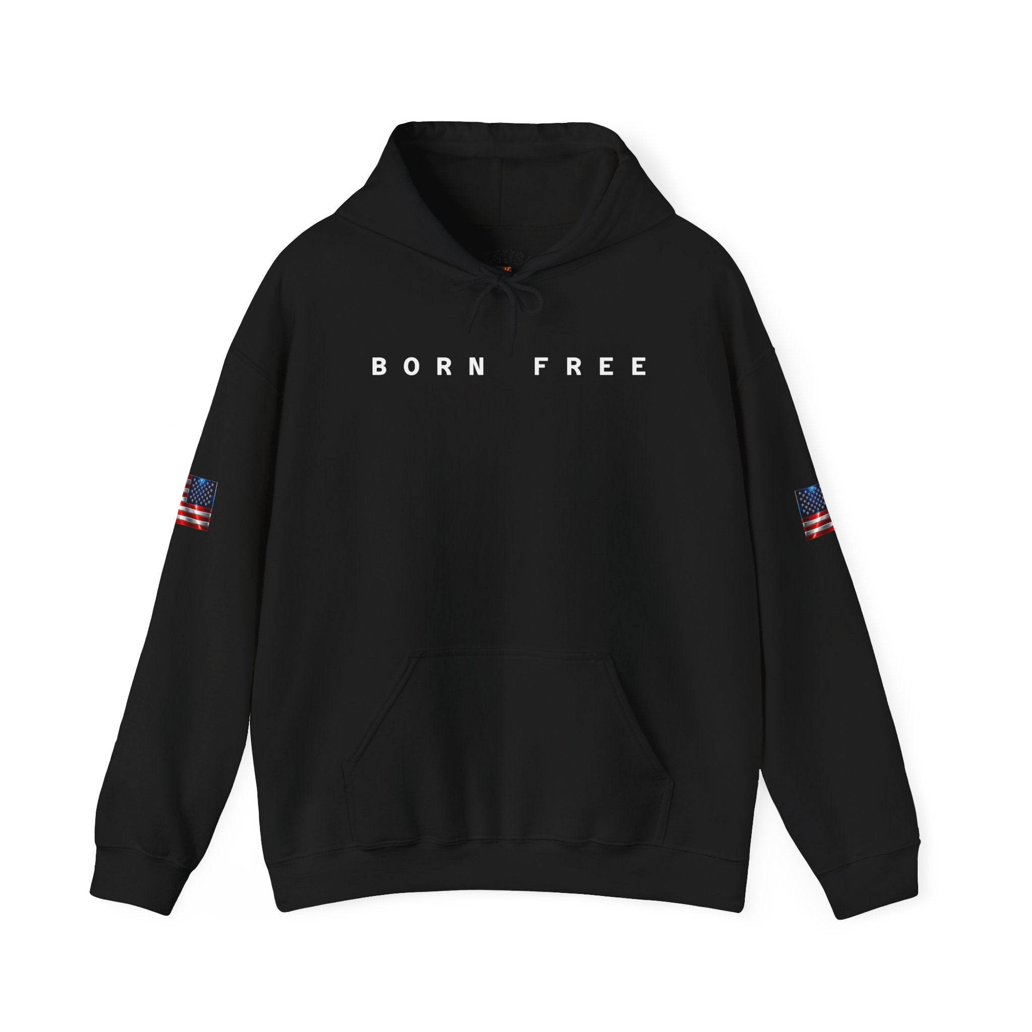 Born Free Hoodie — Minimalist White Pullover with 'BORN FREE' Text