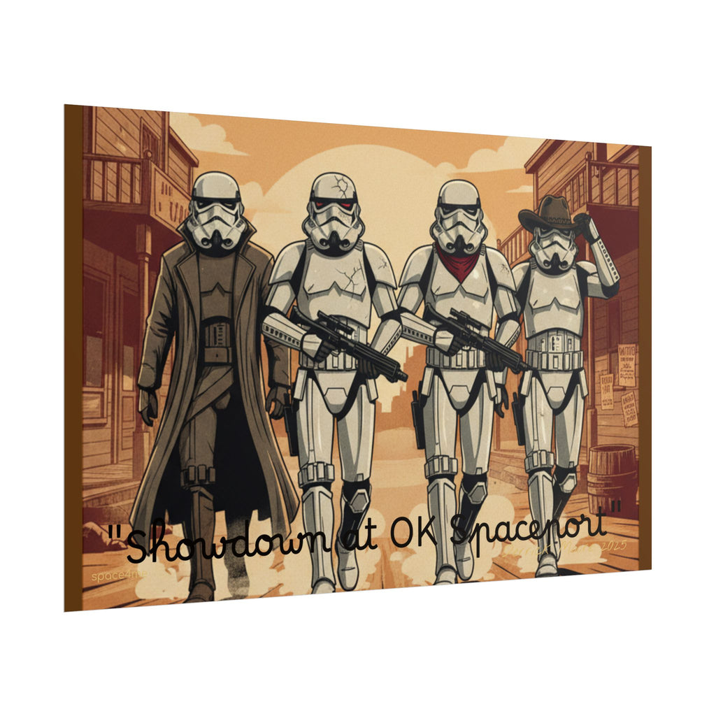 'Showdown at OK Spaceport' Vintage Stormtrooper Western Art Print--Rolled Poster