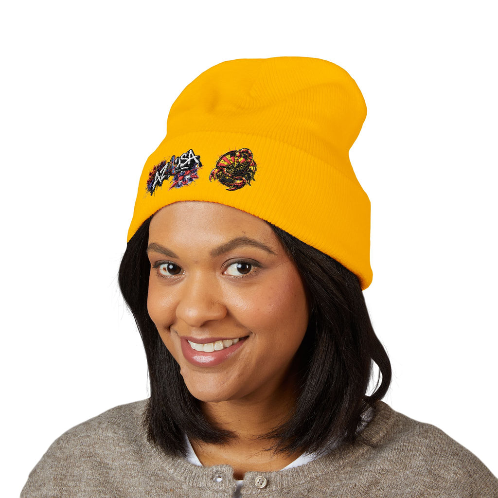 Embroidered Graffiti AZ4USA Scorpion Beanie — Classic Cuffed Knit Hat