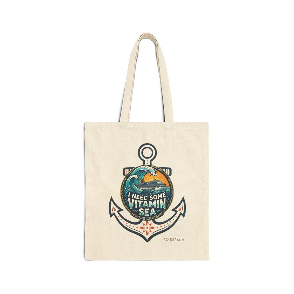 Tote Bag — "I Need Some Vitamin Sea" Anchor Canvas Beach Tote