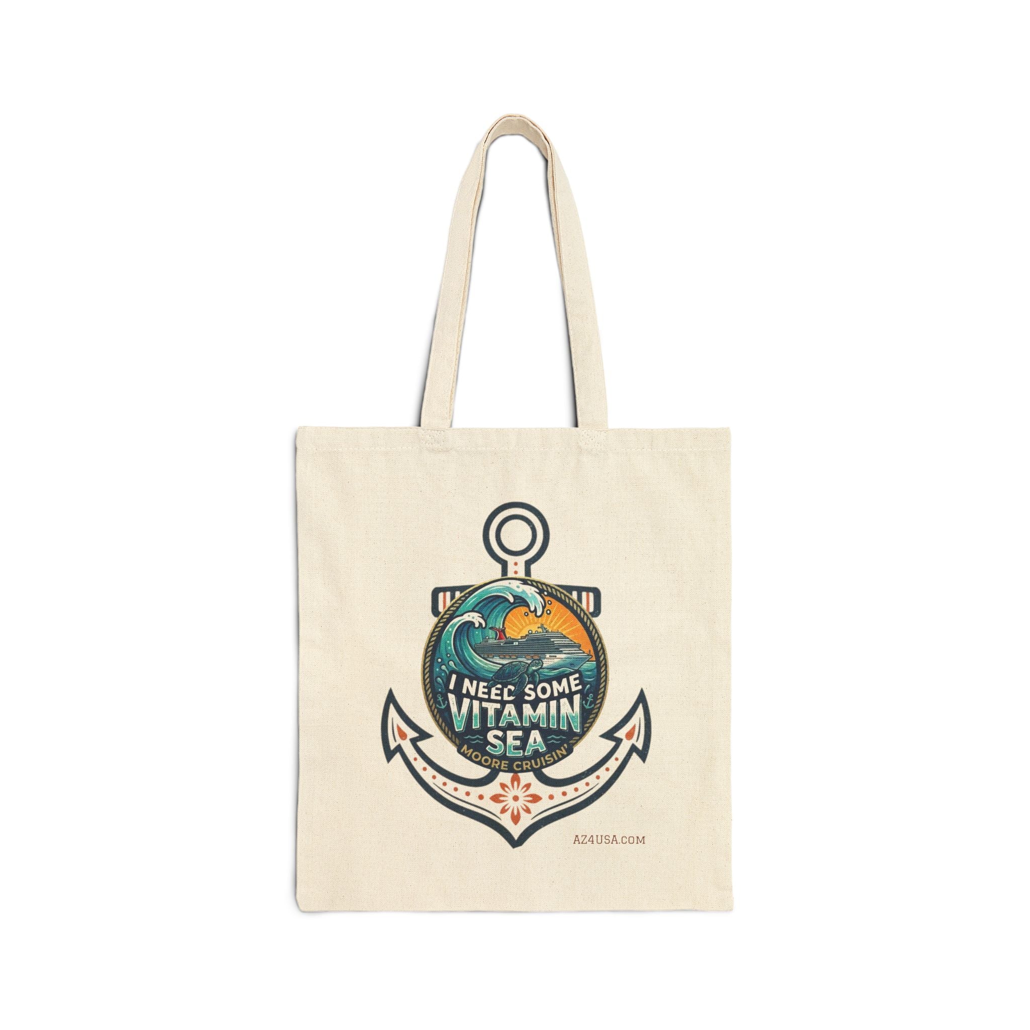 Tote Bag — "I Need Some Vitamin Sea" Anchor Canvas Beach Tote