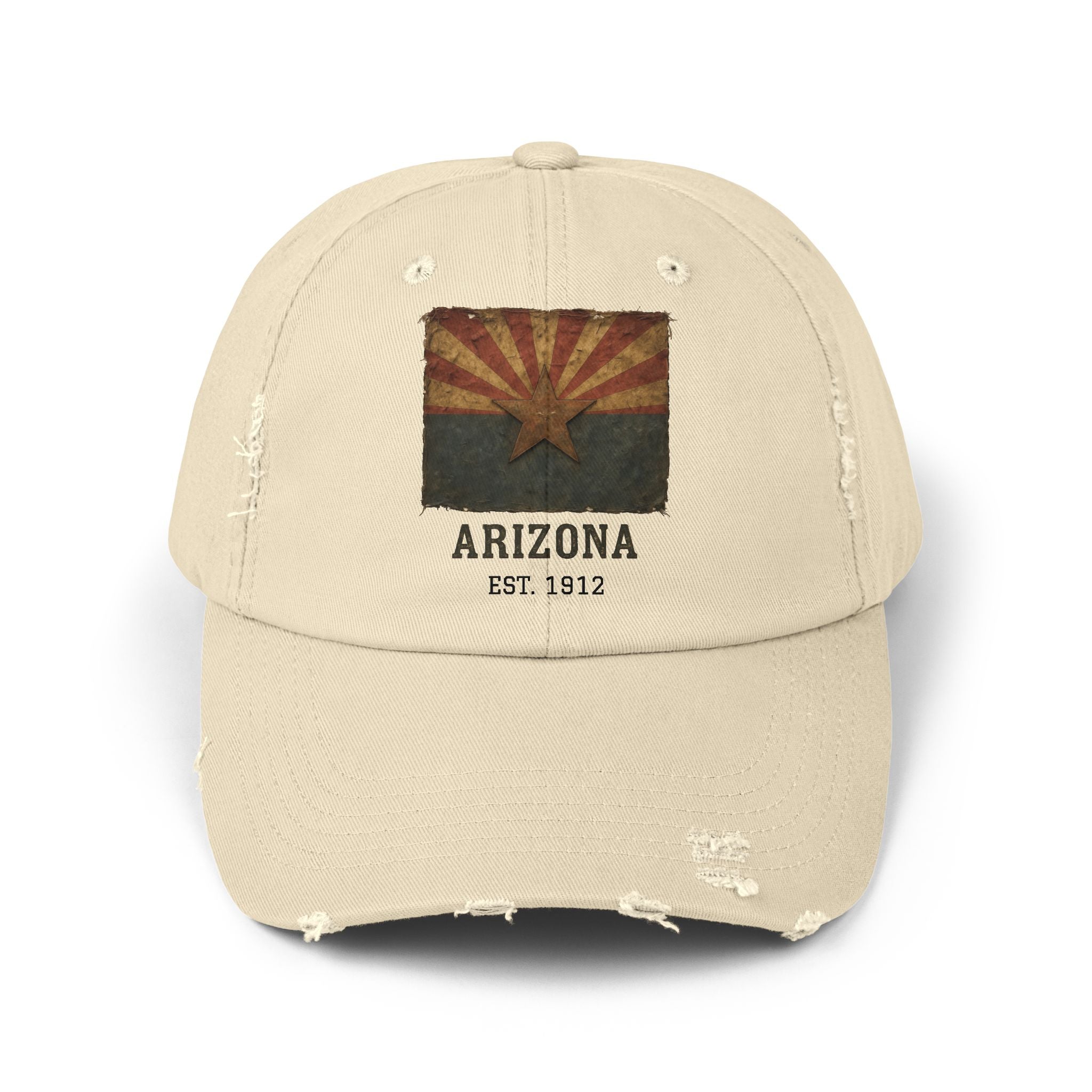 Born in America - Raised in Arizona Distressed Cap, Casual Vintage Hat, Outdoor Style Cap, Gift for Dad, Americana Fashion
