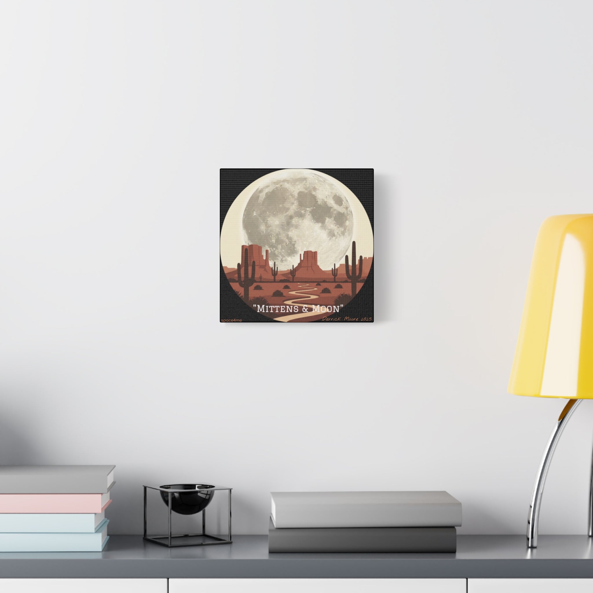 “Mittens & Moon” 2025 Southwestern Wall Decor-- Desert Moon Canvas Art