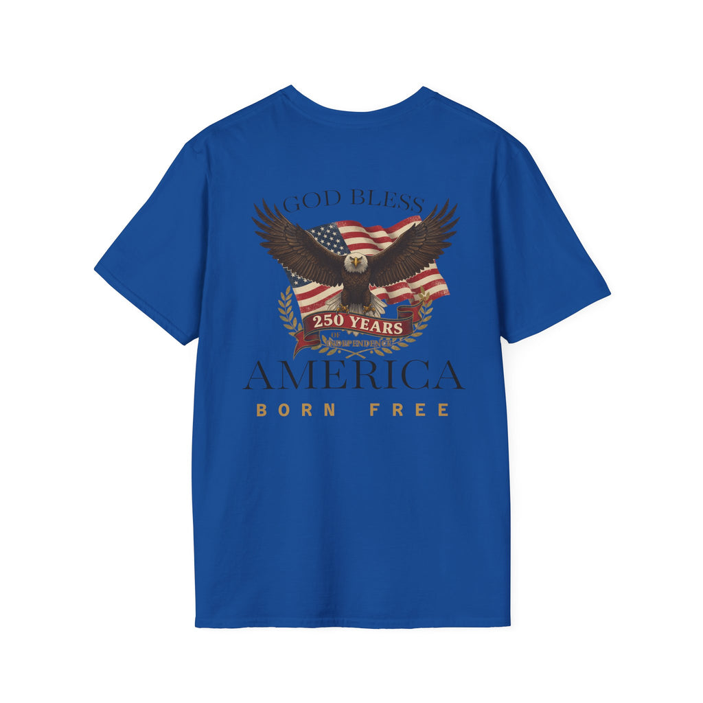 Patriotic Eagle 250 YEARS T-Shirt — "God Bless America" Born Free USA Tee