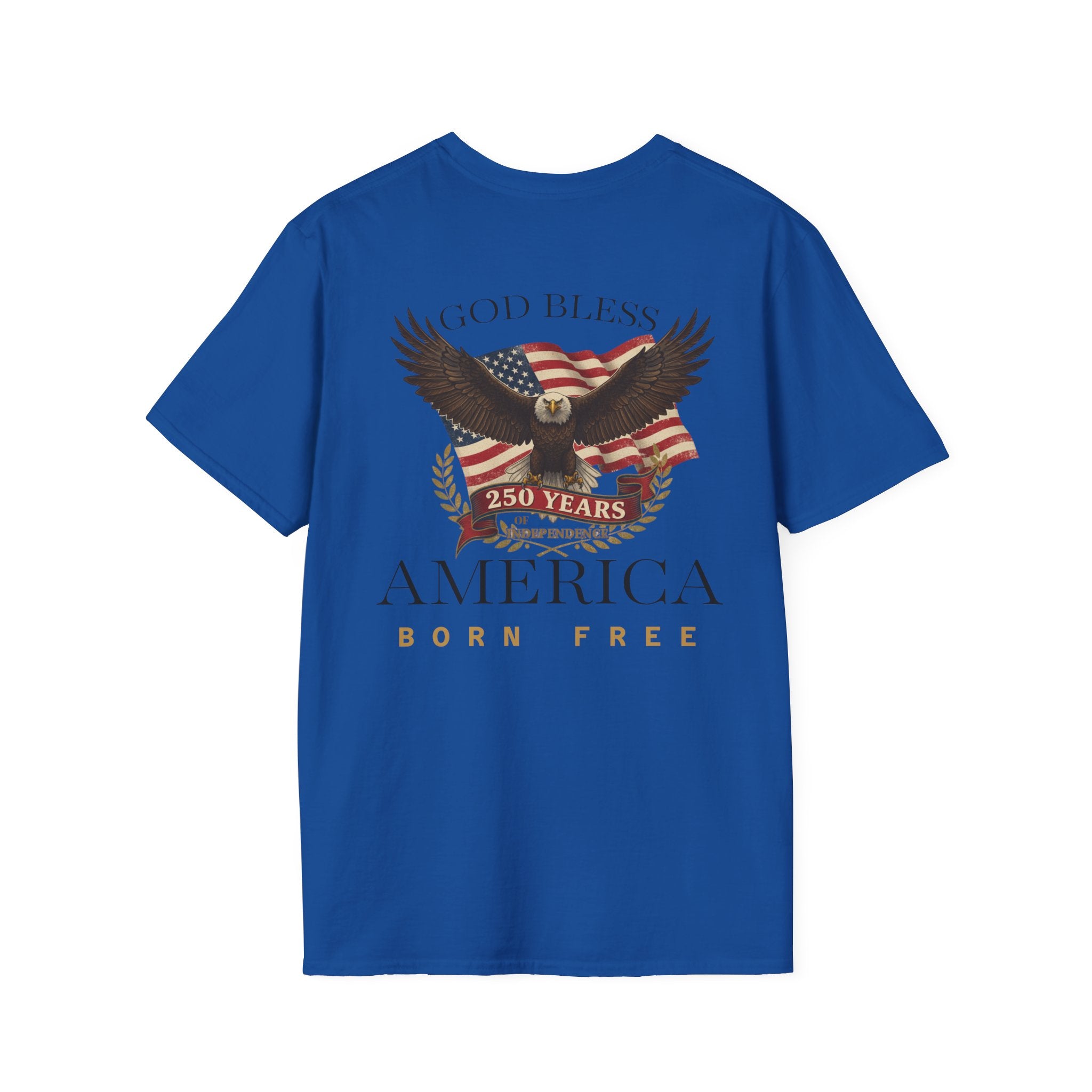 Patriotic Eagle 250 YEARS T-Shirt — "God Bless America" Born Free USA Tee