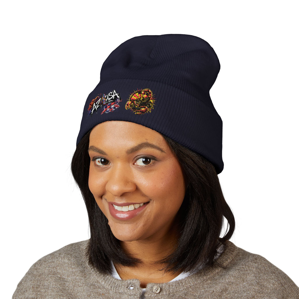 Embroidered Graffiti AZ4USA Scorpion Beanie — Classic Cuffed Knit Hat