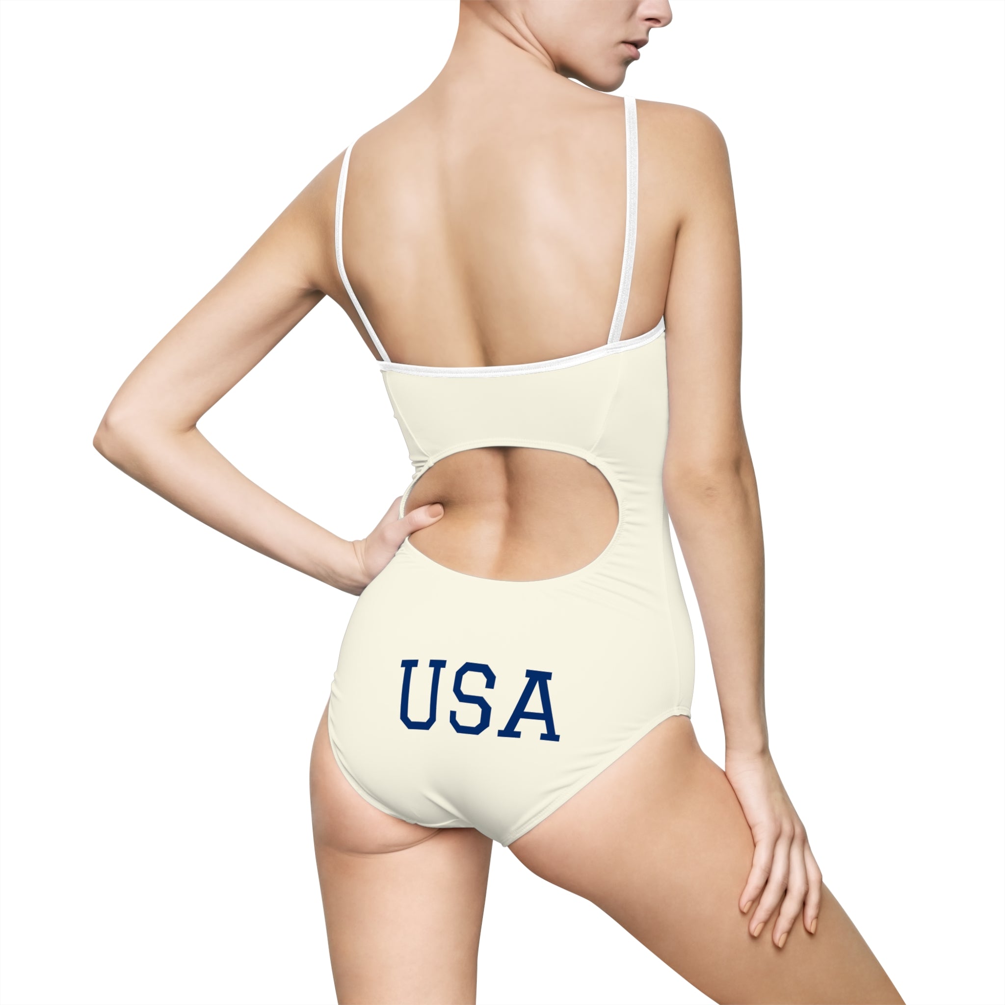 USA Olympic 2028 One-Piece Swimsuit – Retro Rings Swimwear