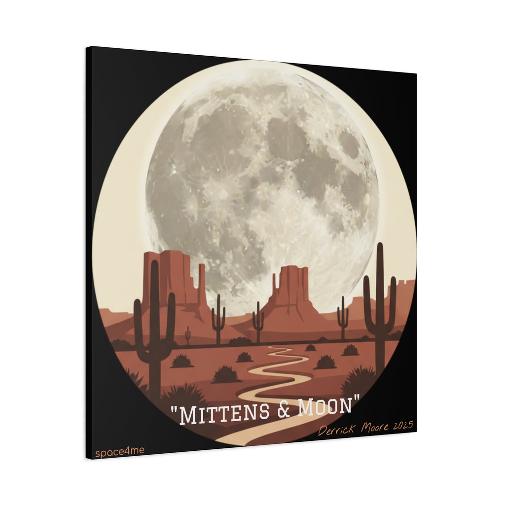 “Mittens & Moon” 2025 Southwestern Wall Decor-- Desert Moon Canvas Art