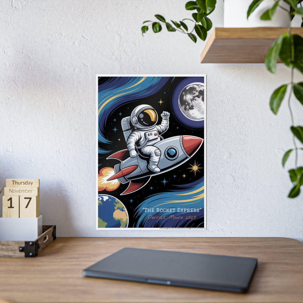 "The Rocket Express" 2025— Glossy Wall Art Print (Astronaut Space Poster)