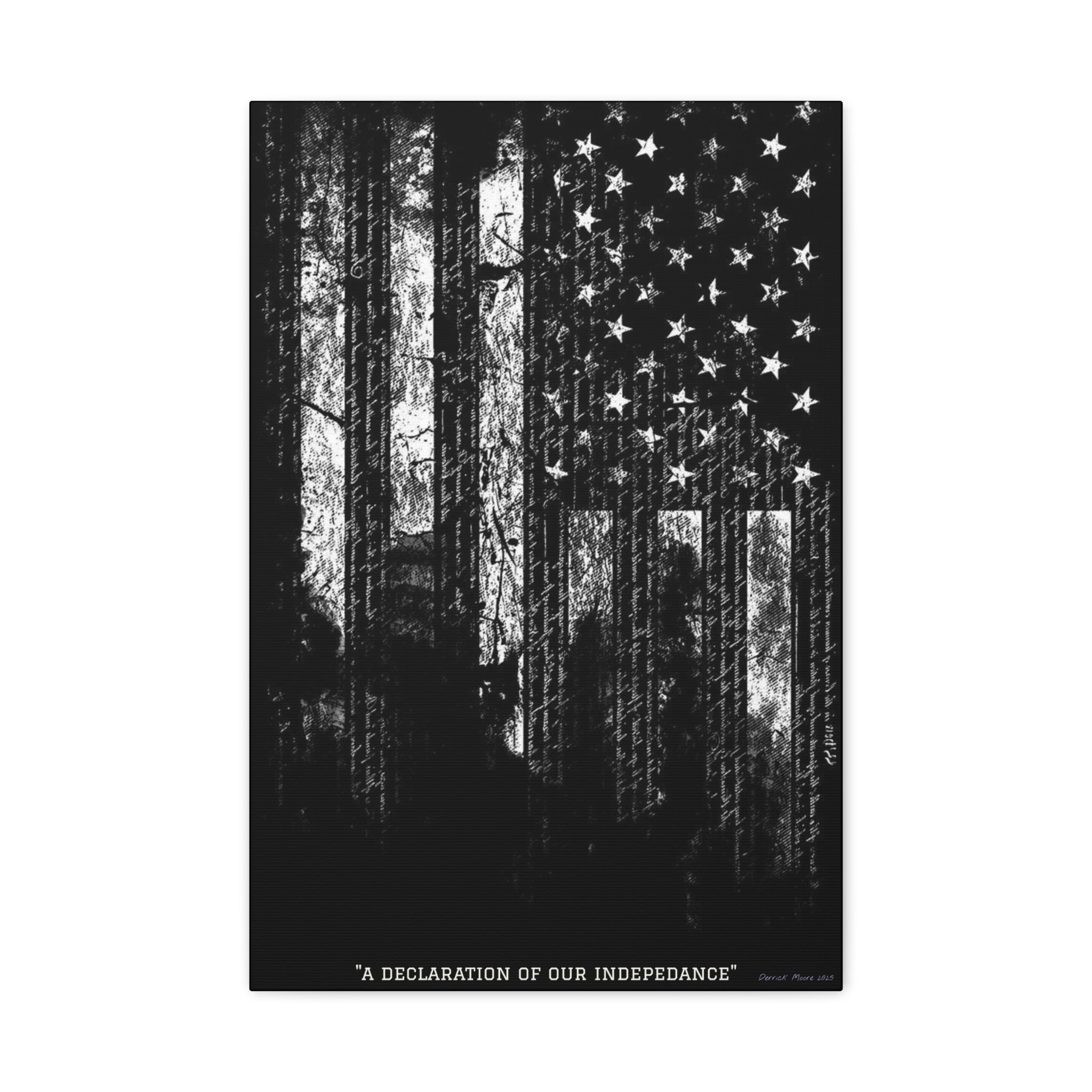 "A Declaration of Our Independence" Matte Canvas Print - Distressed American Flag