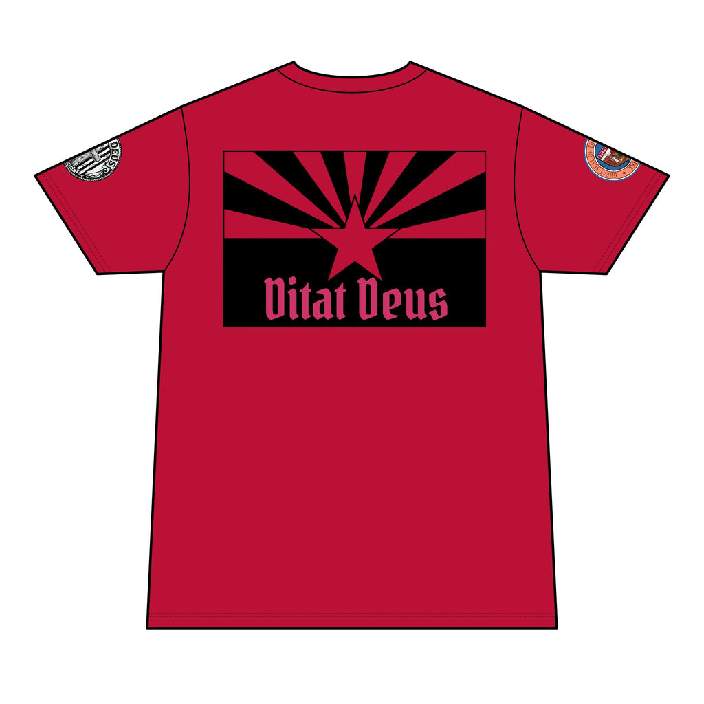 Arizona Born Arizona Raised T-Shirt — AZ Flag "Vitat Deus" Design