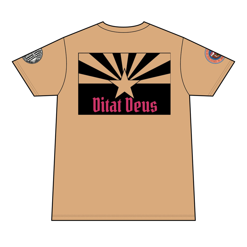 Arizona Born Arizona Raised T-Shirt — AZ Flag "Vitat Deus" Design