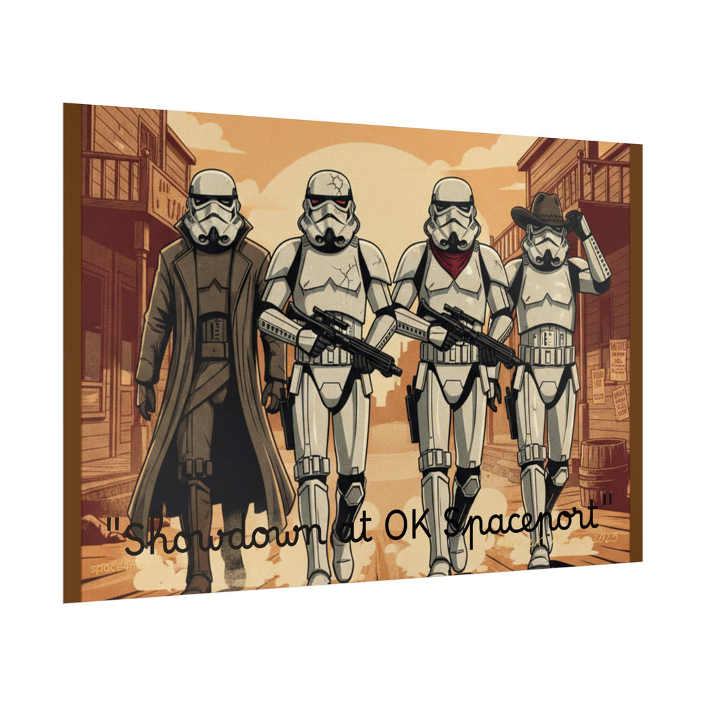 'Showdown at OK Spaceport' Vintage Stormtrooper Western Art Print--Rolled Poster