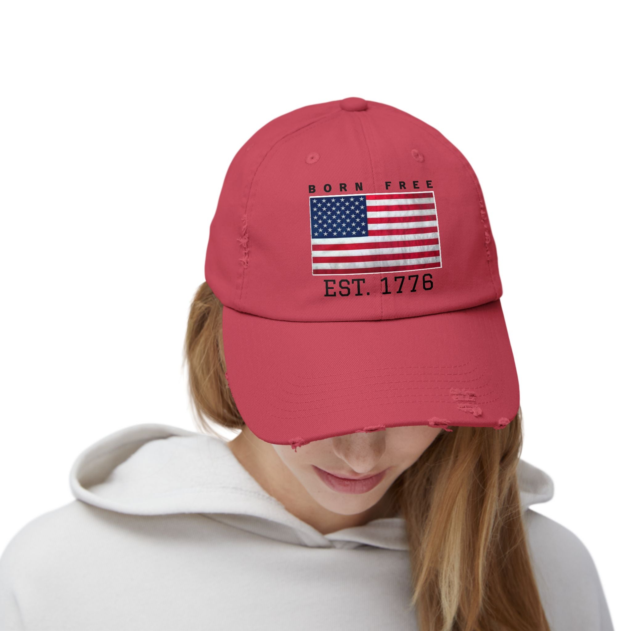 Born Free EST. 1776 Distressed Flag Cap