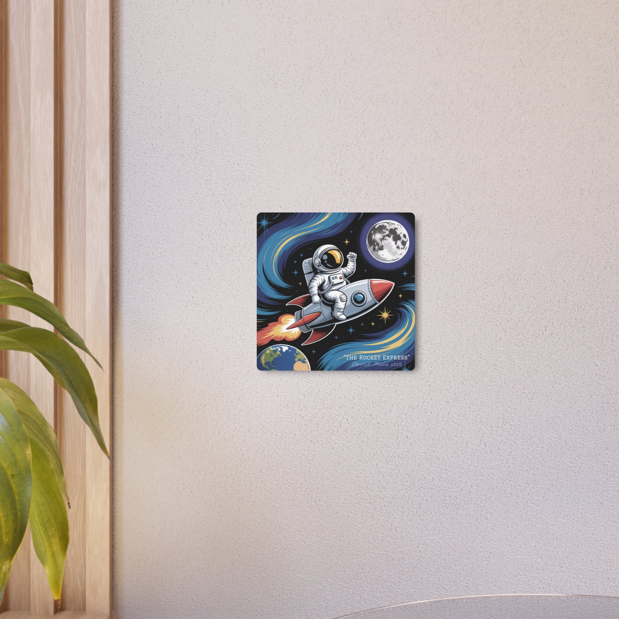 Astronaut Rocket Metal Art Sign — Retro Space Wall Decor ("The Rocket Express"2025)