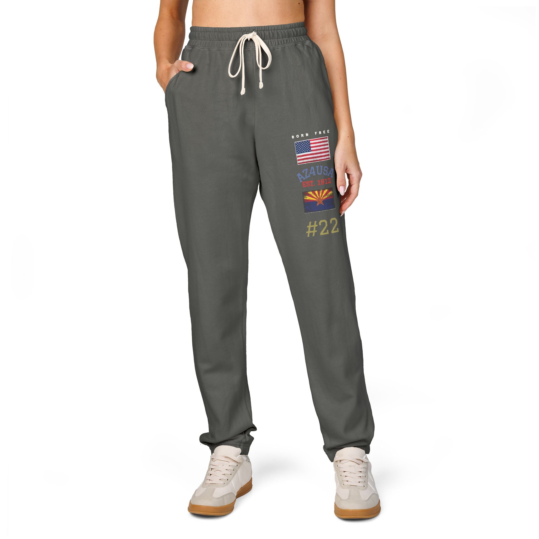 Patriotic Desert Flag Sweatpants — 'God Bless America' Graphic Joggers