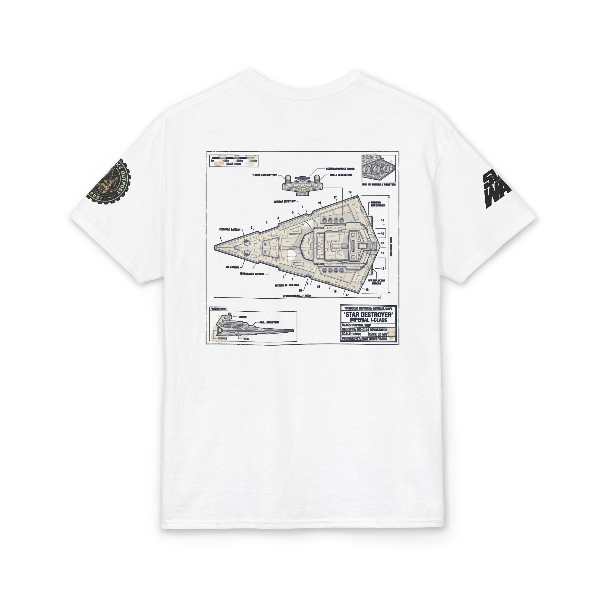 Star Destroyer Blueprint T-Shirt — 'Crew' Starship Schematic Tee