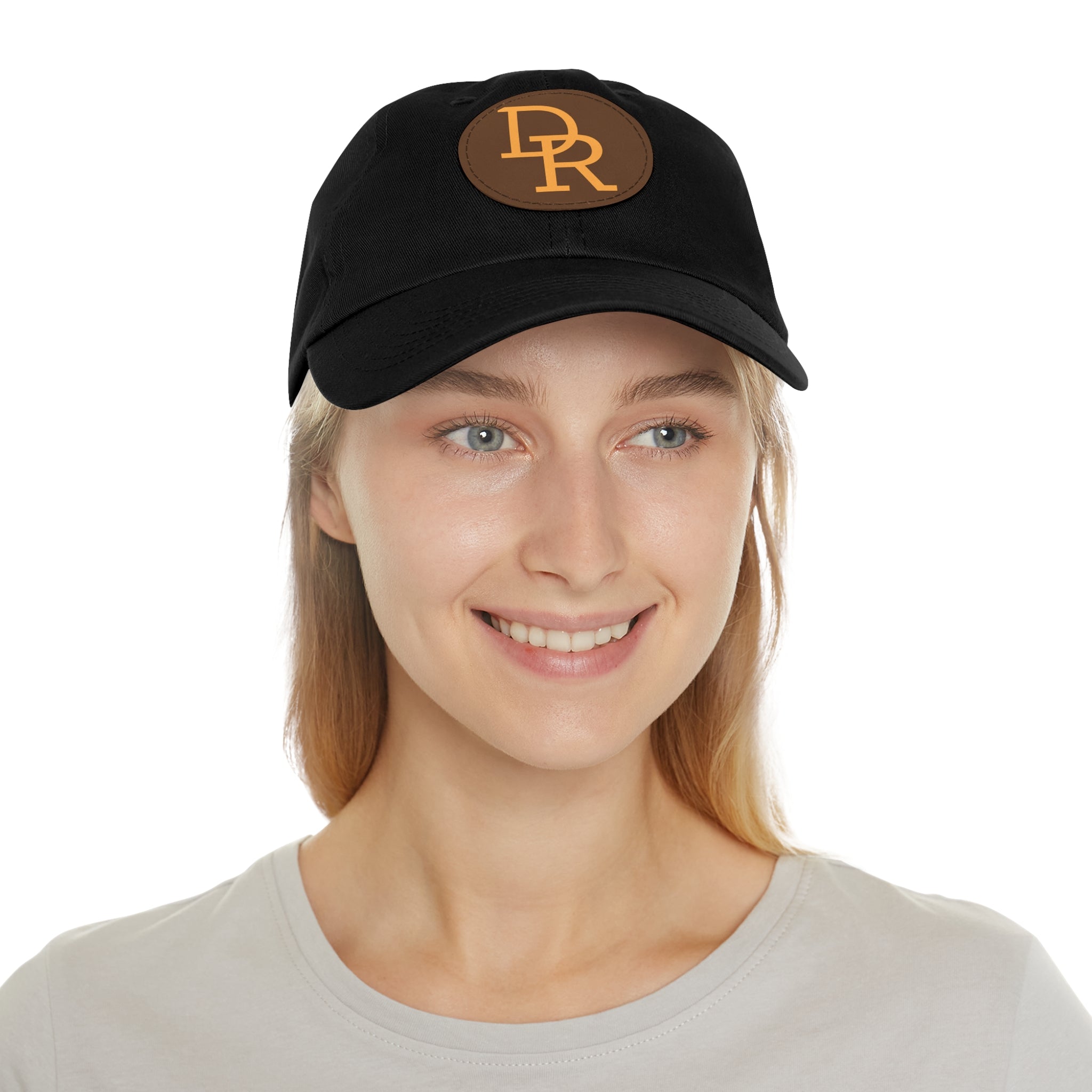 Dad Hat — Monogram Leather Patch Cap (DR Initials)