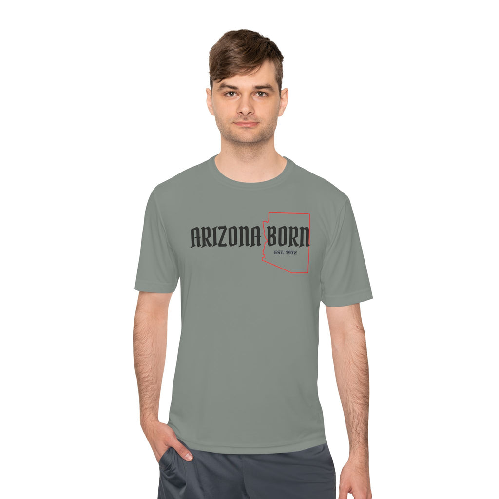 Arizona Born Tee — State Outline & Retro Flag Graphic Moisture-Wicking Shirt