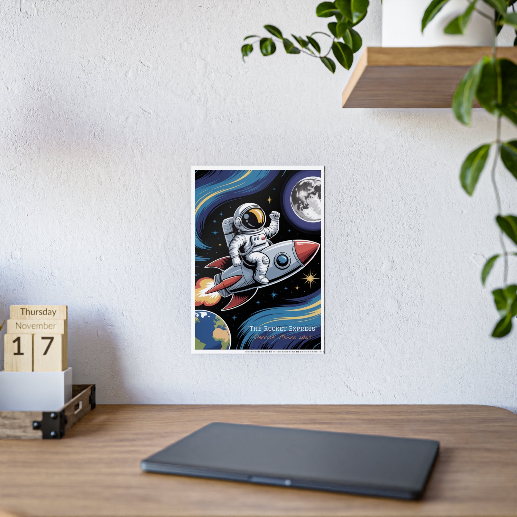 "The Rocket Express" 2025— Glossy Wall Art Print (Astronaut Space Poster)