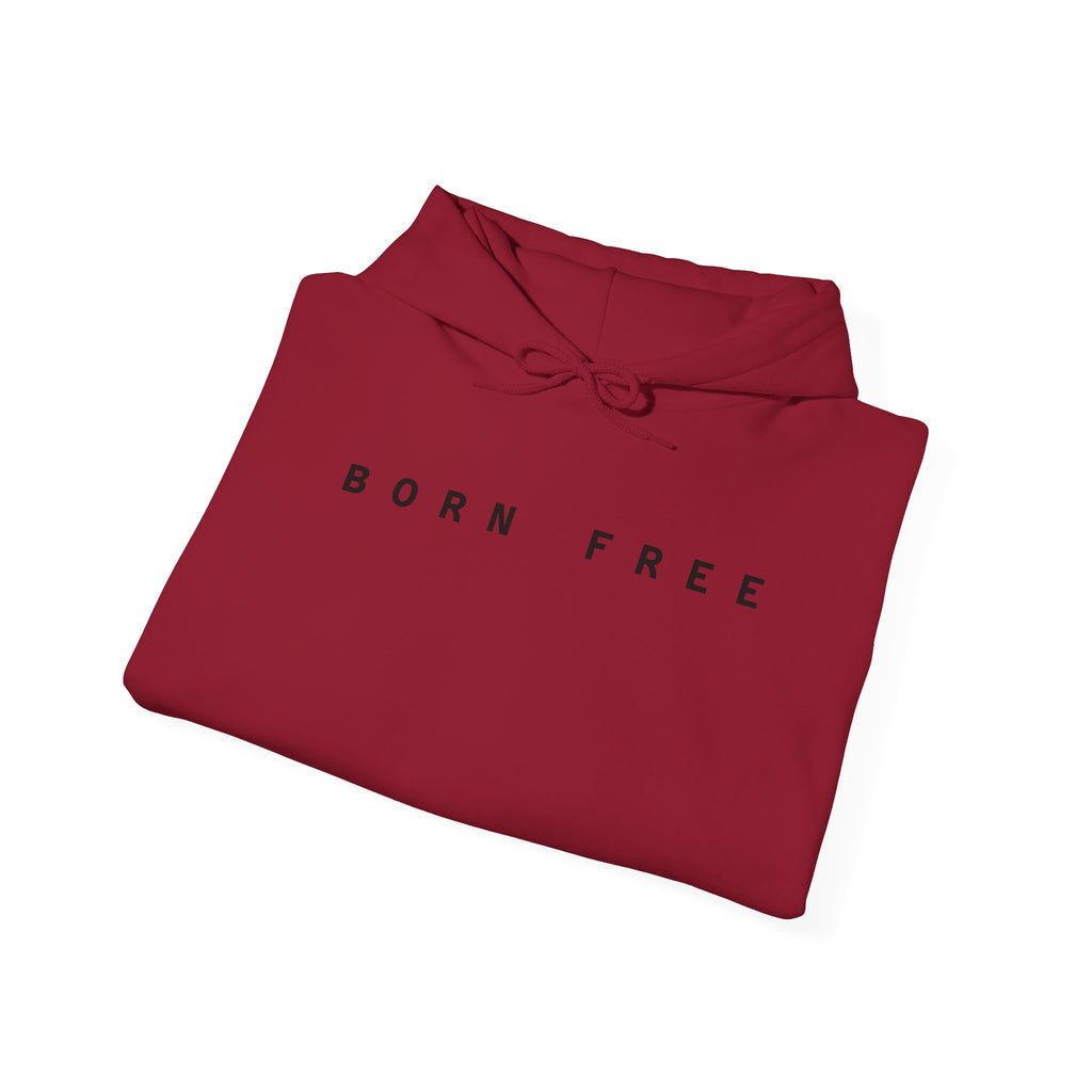 Born Free Hoodie — Minimalist White Pullover with 'BORN FREE' Text