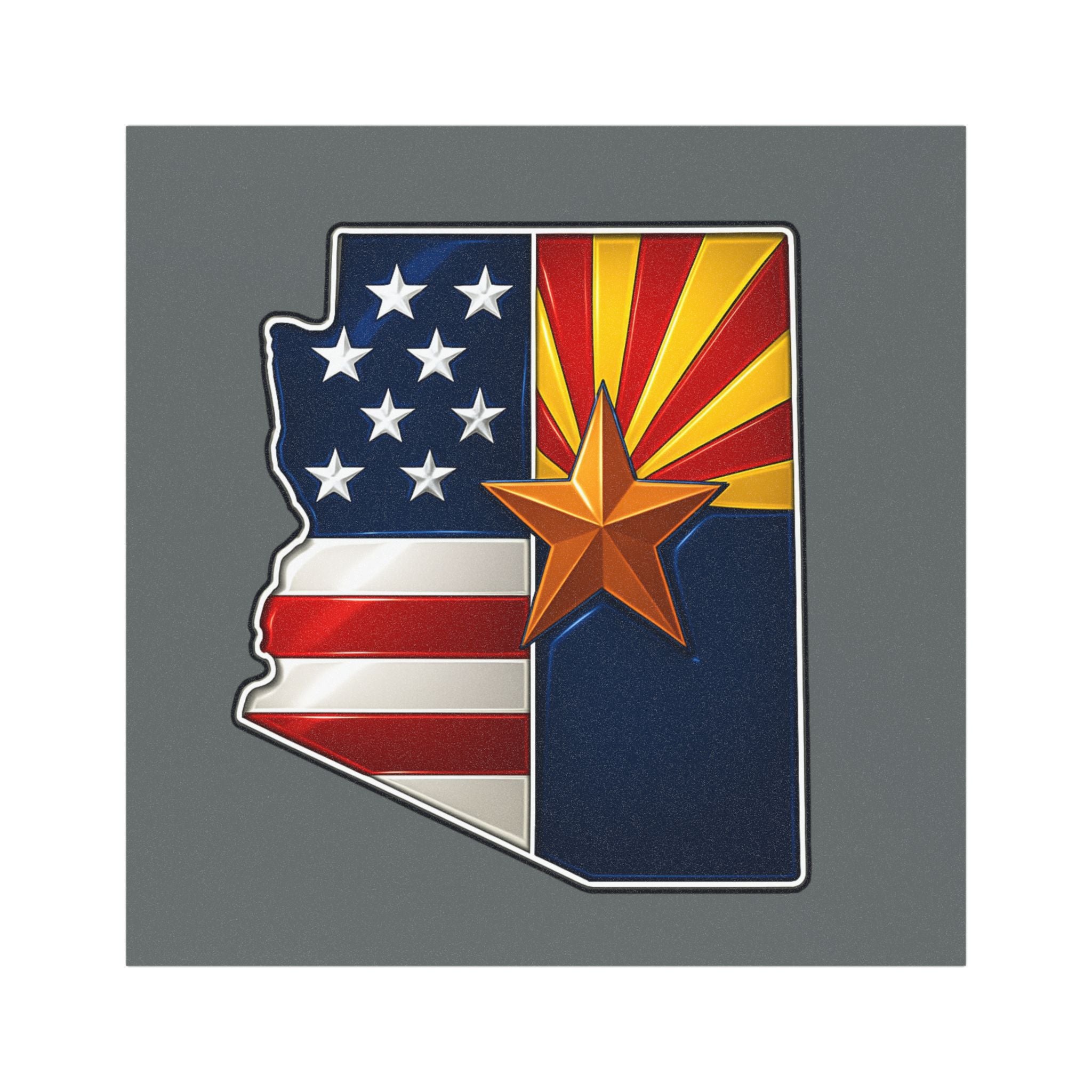 Arizona State Shape Car Magnet - American Flag & Star Patriotic Decal