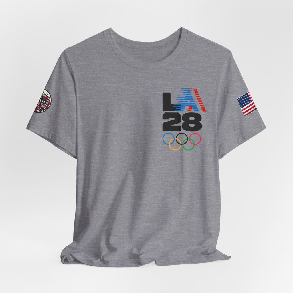 LA 28 Olympic USA T-Shirt — Vintage Olympic Rings Tee