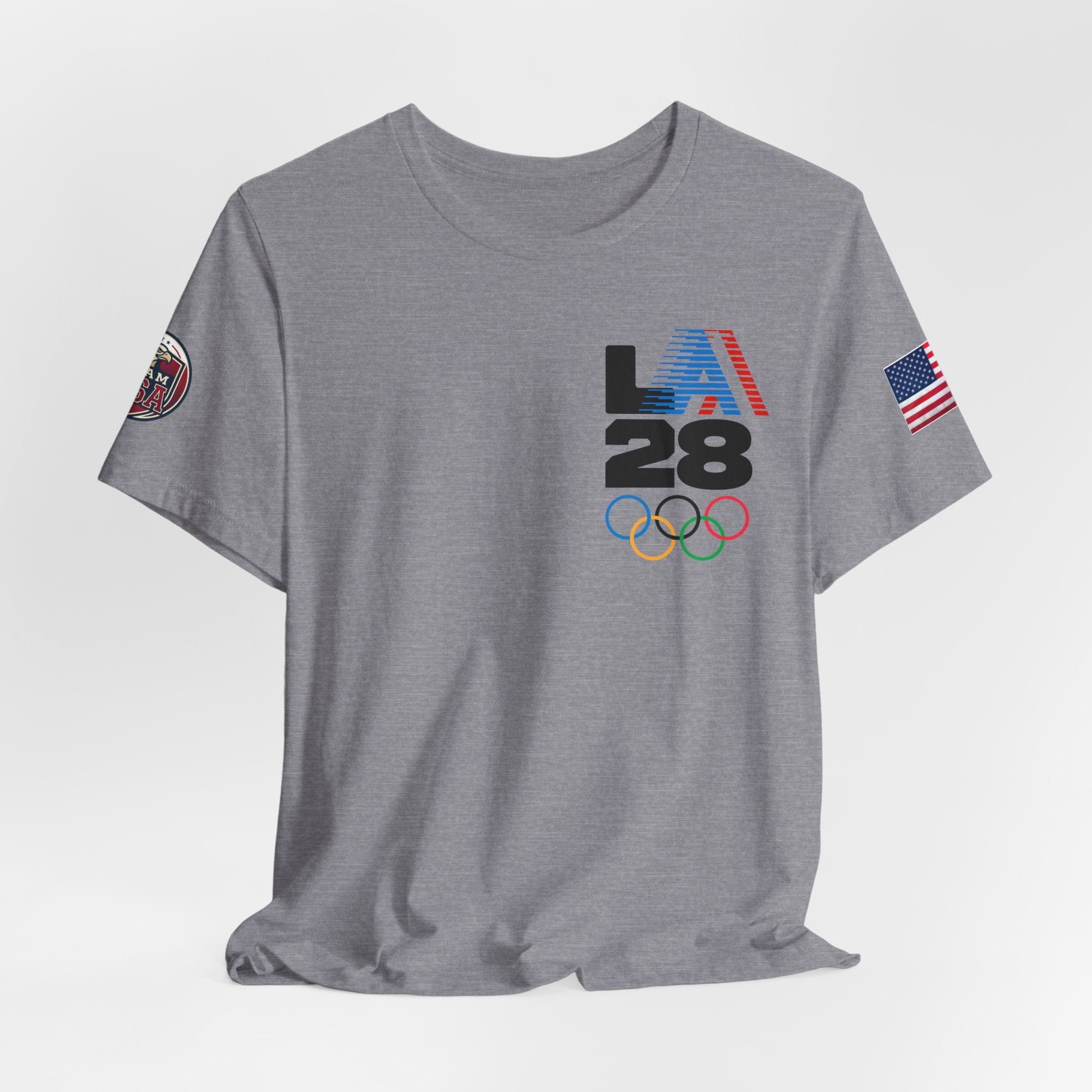 LA 28 Olympic USA T-Shirt — Vintage Olympic Rings Tee